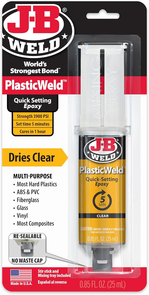 50132 Plasticweld Quick-Setting Epoxy Syringe - Translucent Yellow - 25 Ml