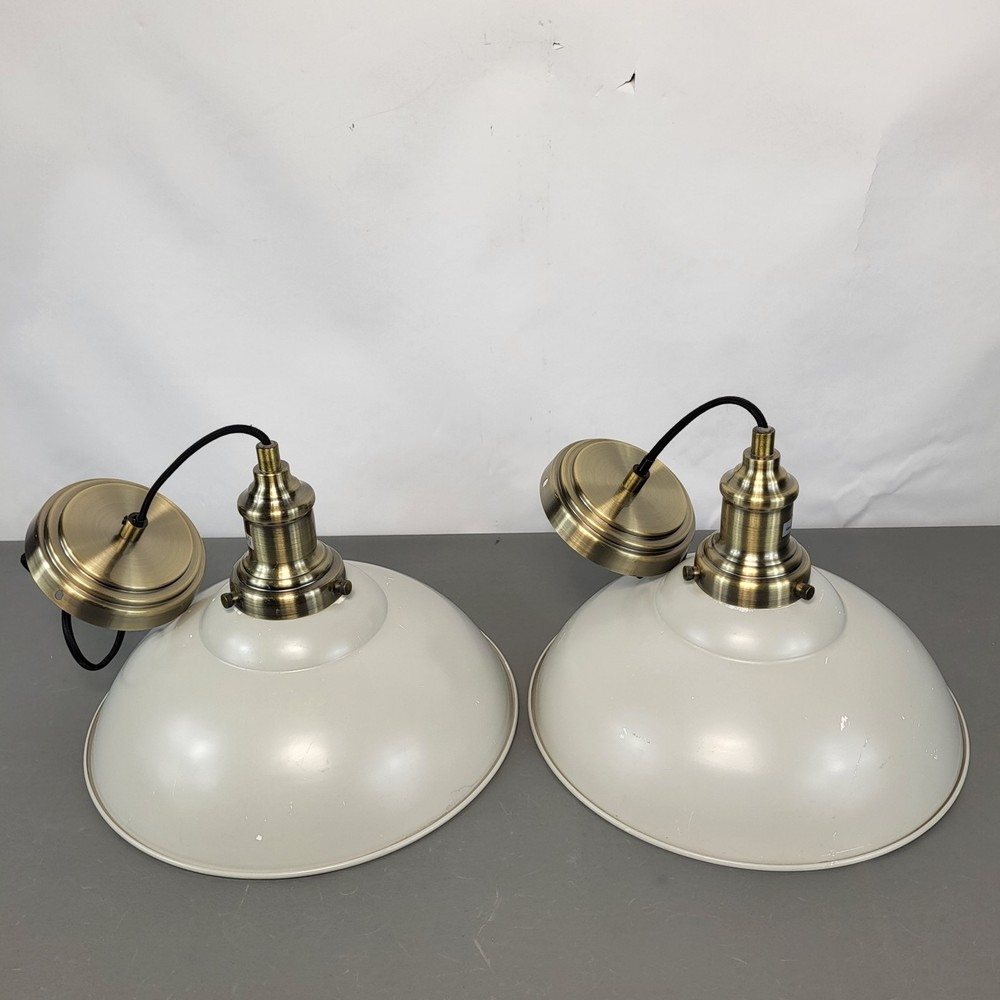 2x Vintage Style Pendant Light Fitting Bundle Adjustable Grey Industrial Lights