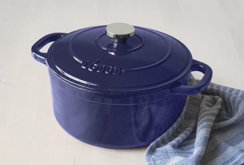Cast Iron Enameled Dutch Oven W/ Loop Handle Induction Kitchen Cookware 5.5 Qt