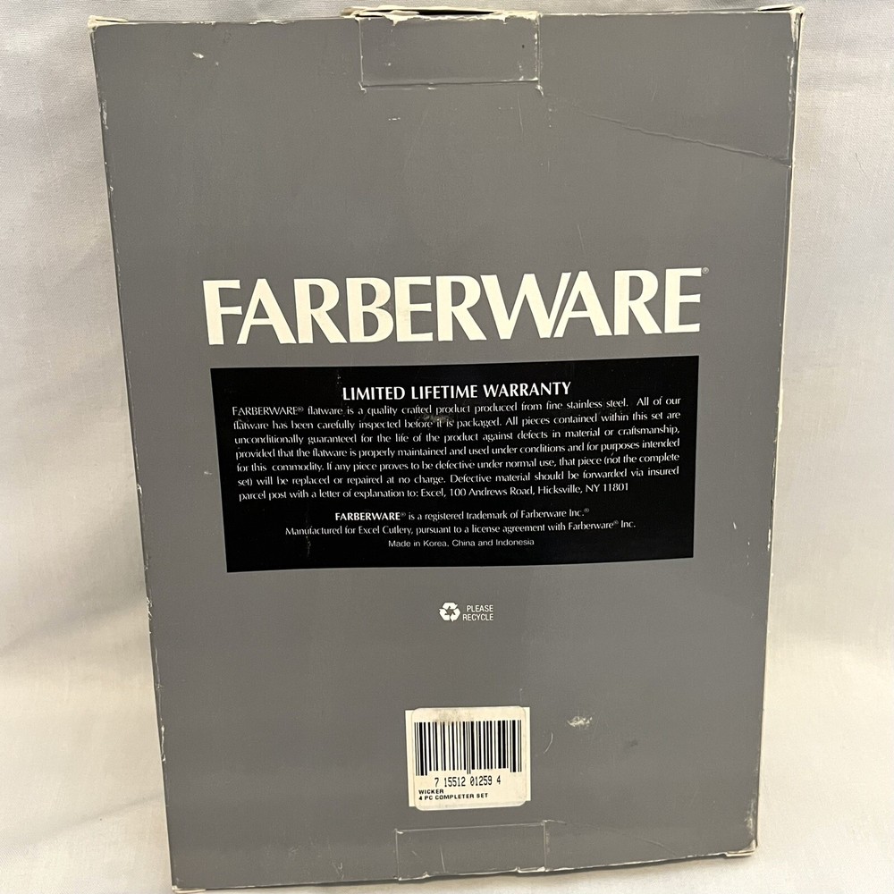 Farberware FRW14 Wicker/Basket Weave Stainless Hostess Flatware Set 4-Pc Serving