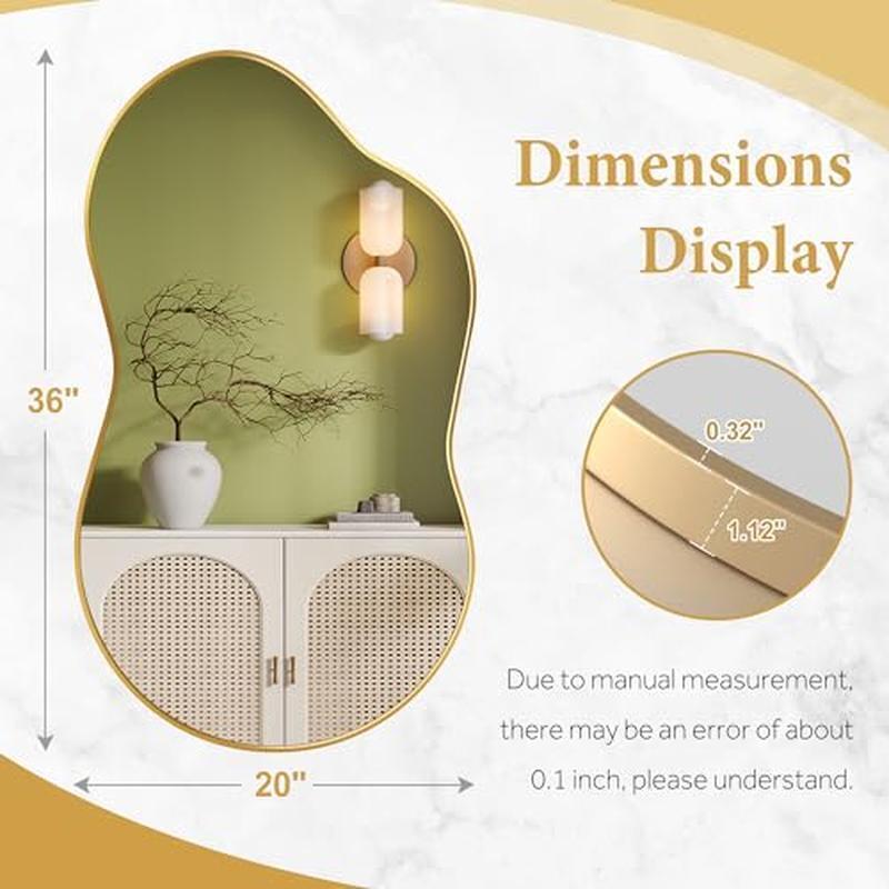 Asymmetrical Wall Mirror Decorative HD Reflection Two-Way Hanging Aluminum Frame