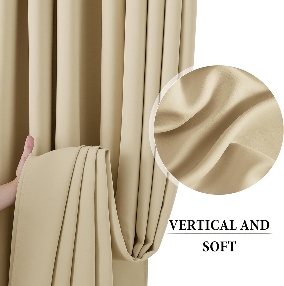 Biscotti Beige Room Divider Curtains with Ceiling Track, Blackout 96" Panel