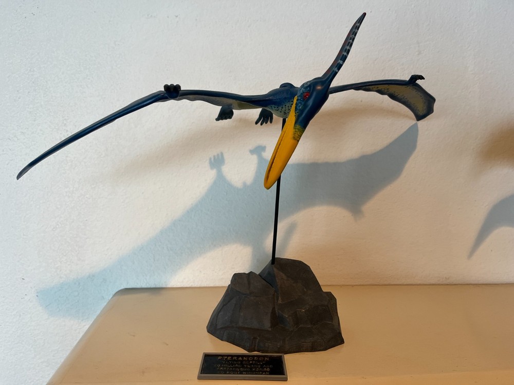 Vintage Dinosaur (Pteranodon) Plastic Model w/ Stand and Sign