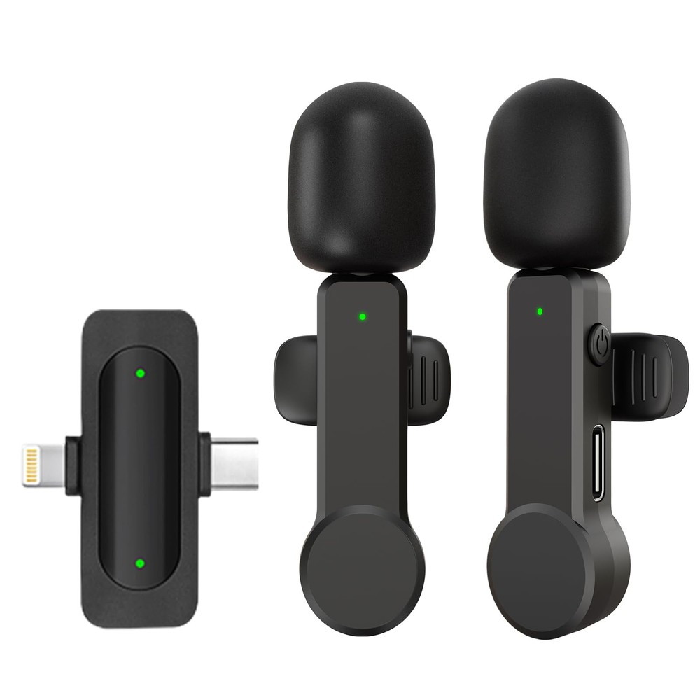 Wireless Lavalier Microphone for iPhone Android iPad - Noise Cancelling Mini ...