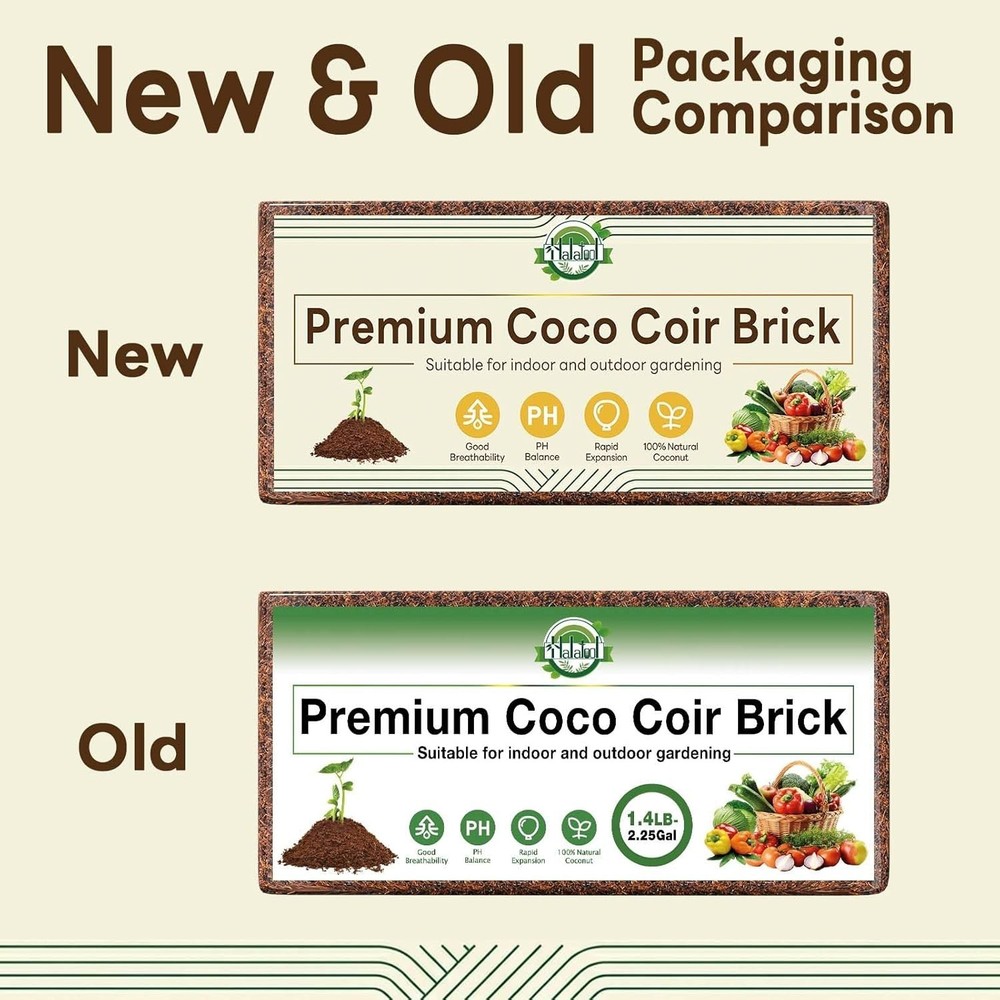 Coco Coir Brick 1Pc Compressed Coconut Fiber Soil Low EC pH Balanced Seed Starte