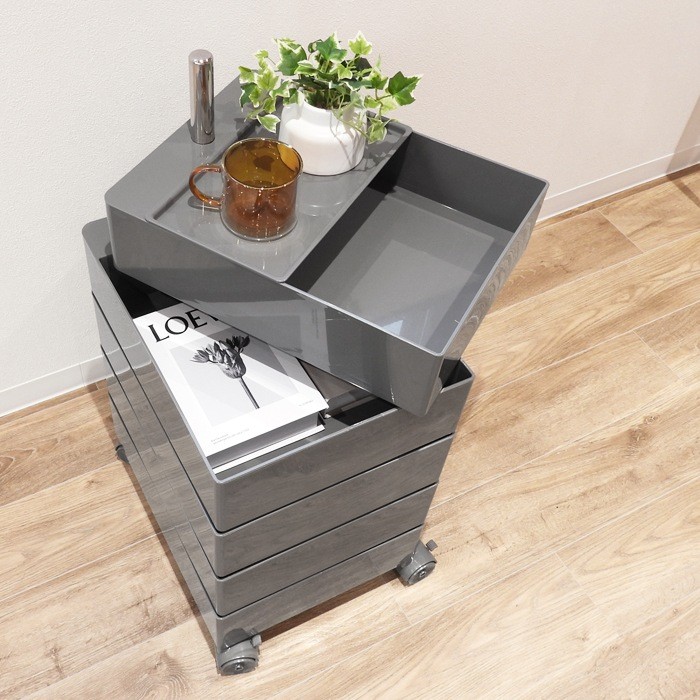 5-Tier Rotating Storage Cart with Casters (White/Black/Gray)