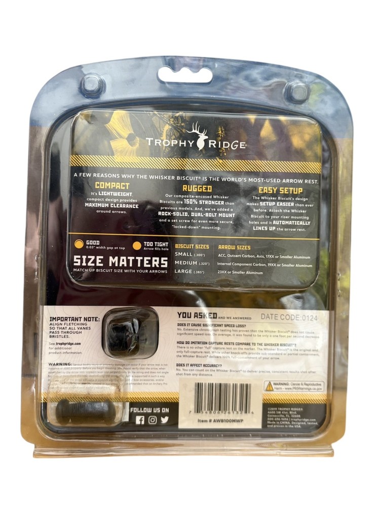 Trophy Ridge Whisker Biscuit Quick Shot - MEDIUM - Archery Rest
