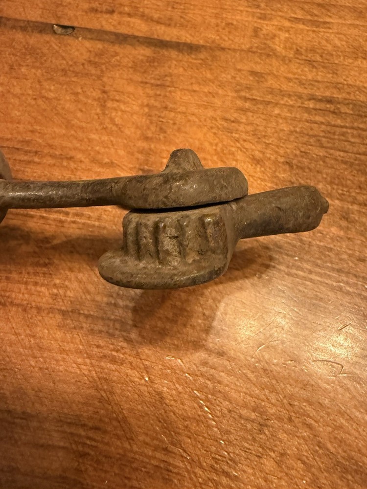 Vintage Metal Double Primitive Pulley Wheels 10"