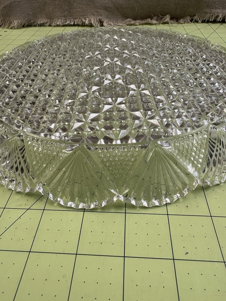 Hoya Corp. Cut Glass Serving Platter, Georgetown Pattern, 12” Diameter, Sparkly!