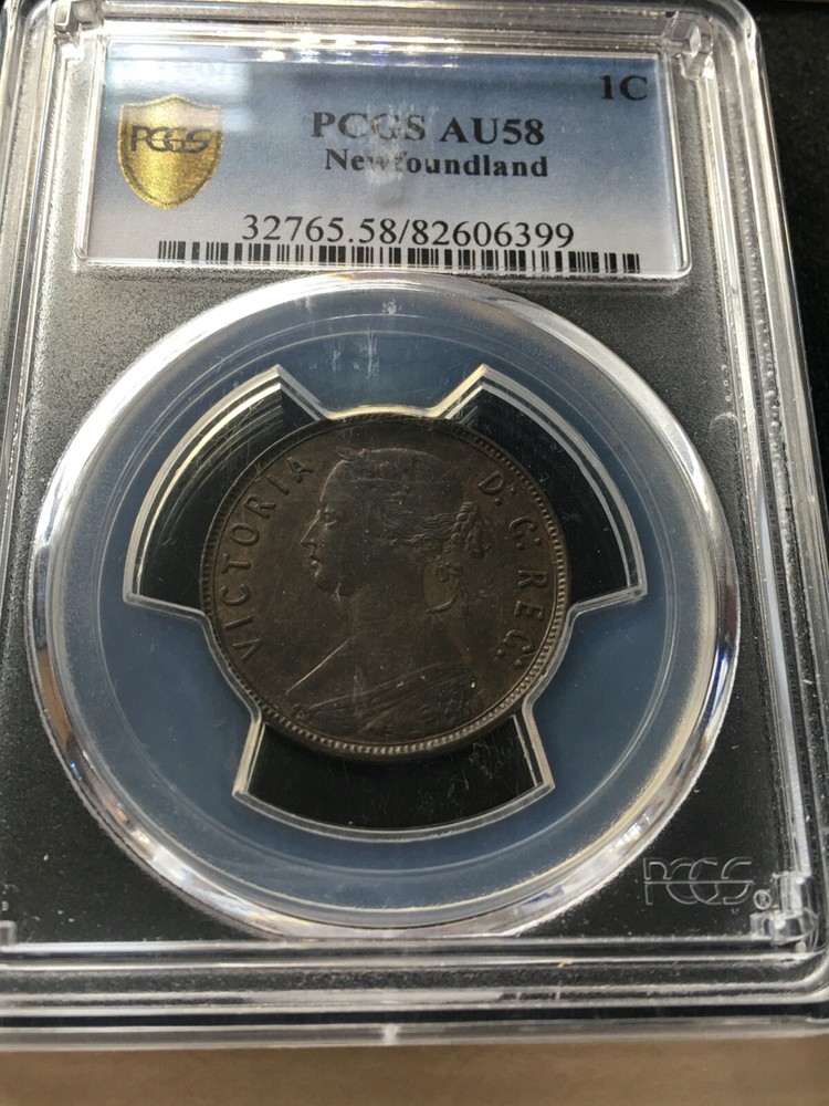 1890, PCGS Graded Newfoundland, Large One Cent, **AU-58**