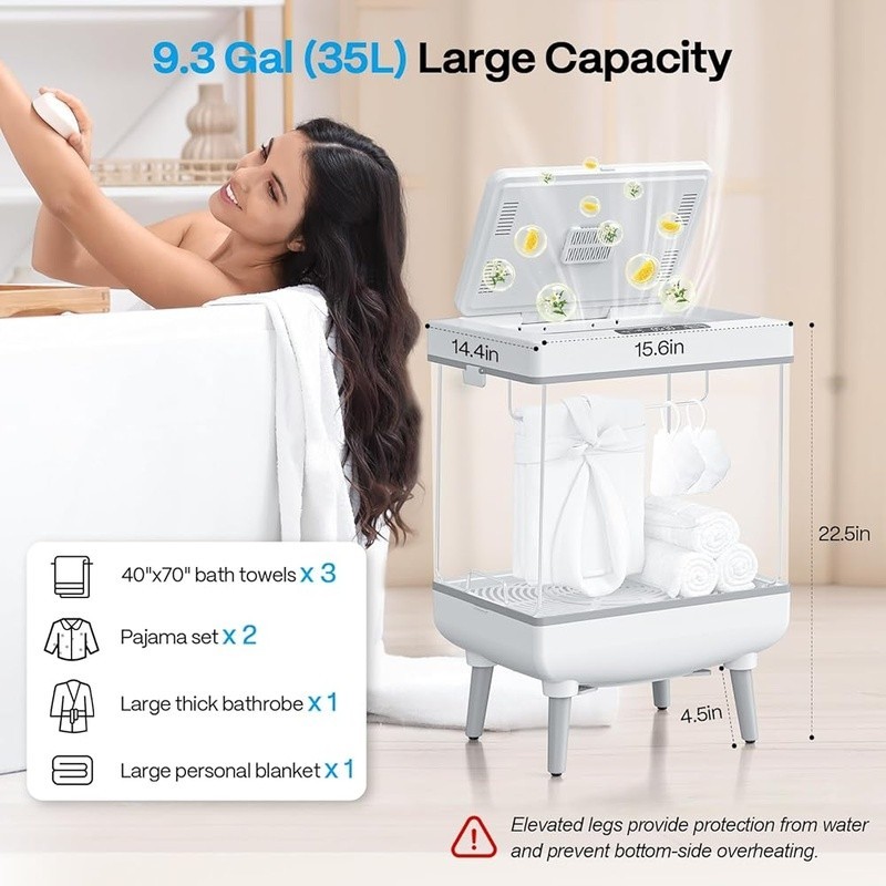 Extra Large Towel Warmer W/ Rapid Heating 30min Timer & Aromatherapy Home Spa US