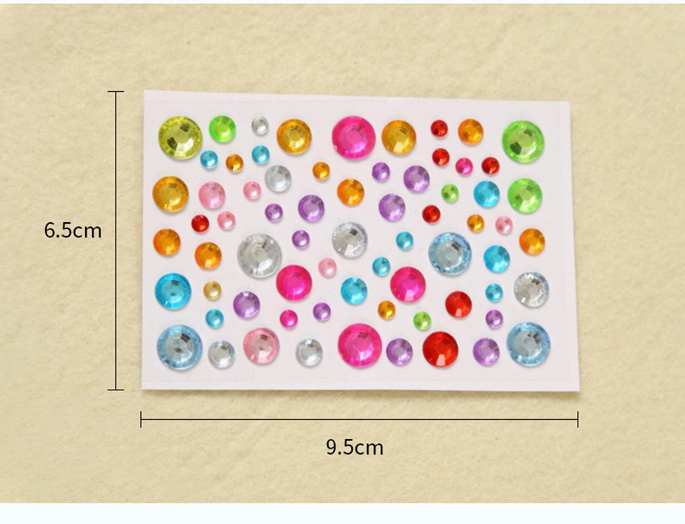 4 Sheets Assorted Self-Adhesive Rhinestones Stickers Flat Back Stick on Bling