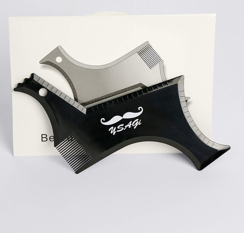2pcs Mustache-Goatee-Liner-Beard-Lining-Shaping-Tool-Styling-Template-Grooming K