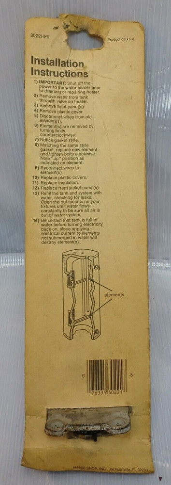 Electric Water Heater Element 3022HPK Waxman Kit 3000W 240V FTG 1303