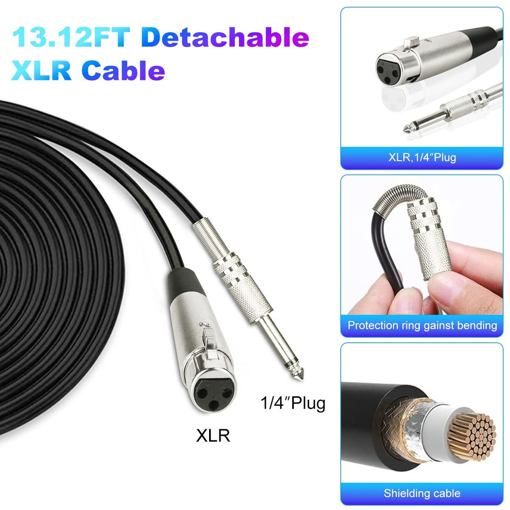 Handheld Dynamic Microphone With On/Off Switch 13ft Detachable XLR Cable