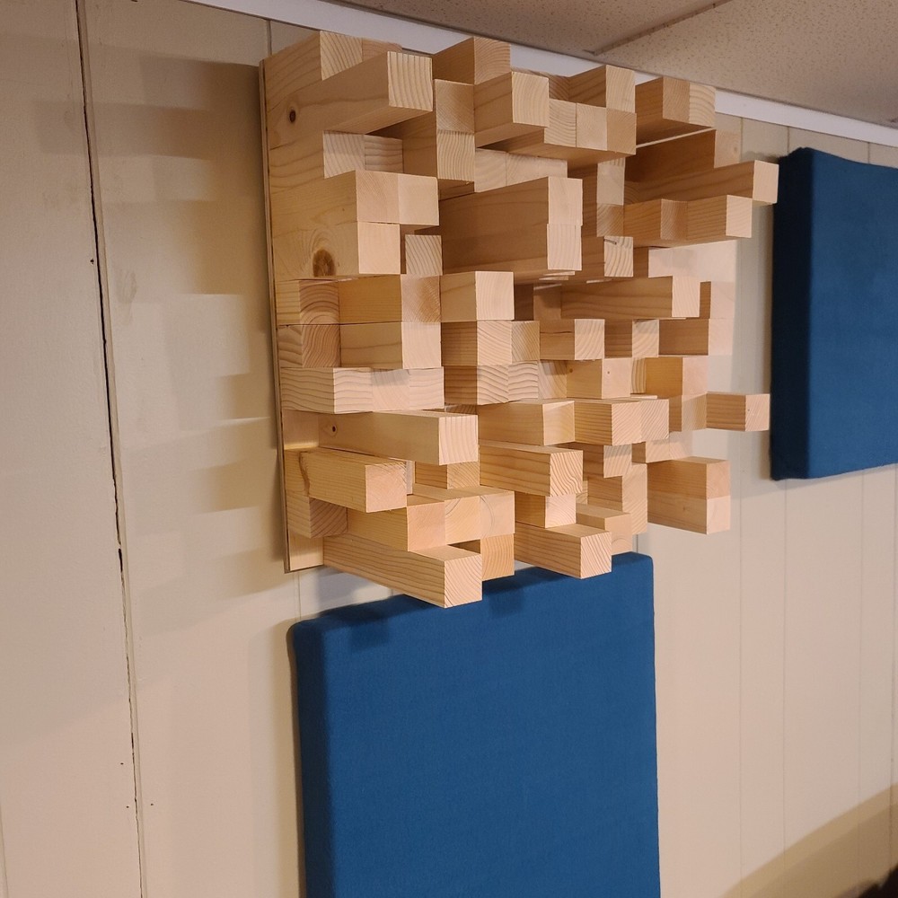 Fully Assembled Acoustic Wood Sound Diffuser Skyline  Treatment Panel