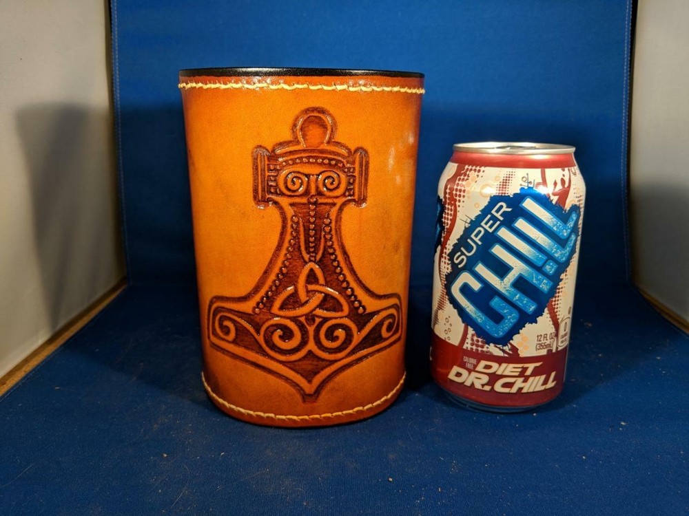 Thor's Hammer "Mjolnir" Leather Mug by Elandah Leather