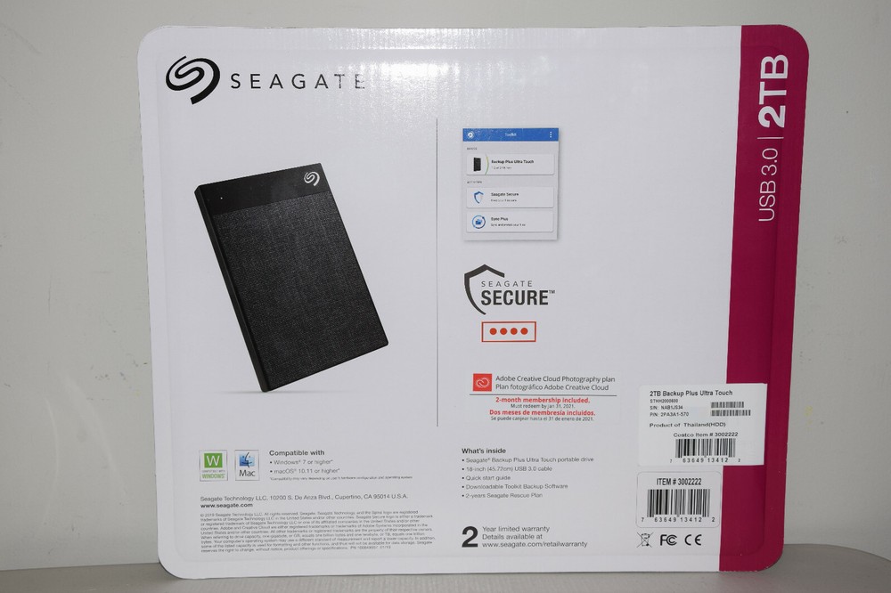 Seagate Backup Plus Ultra Touch Portable HD Drive 2TB /Laptop Tablet PC Computer