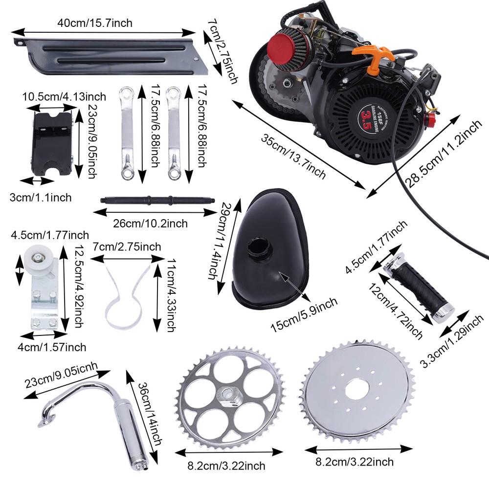 100cc 4-stroke Bicycle Engine Kit Set Gas Motorized Motor Bike Modified Engine