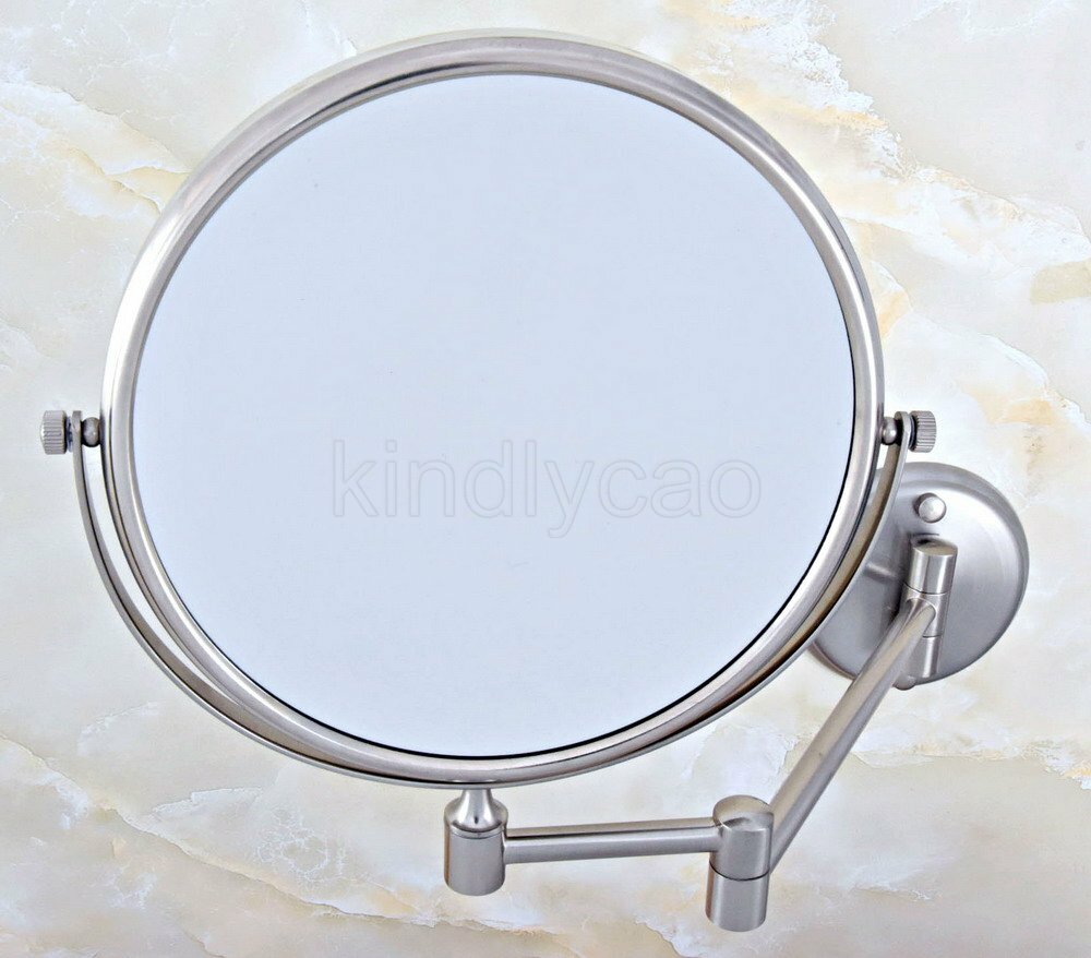 Brushed Nickel 3X Magnifying Makeup Mirror Wall Mounted Double Sided Mirror
