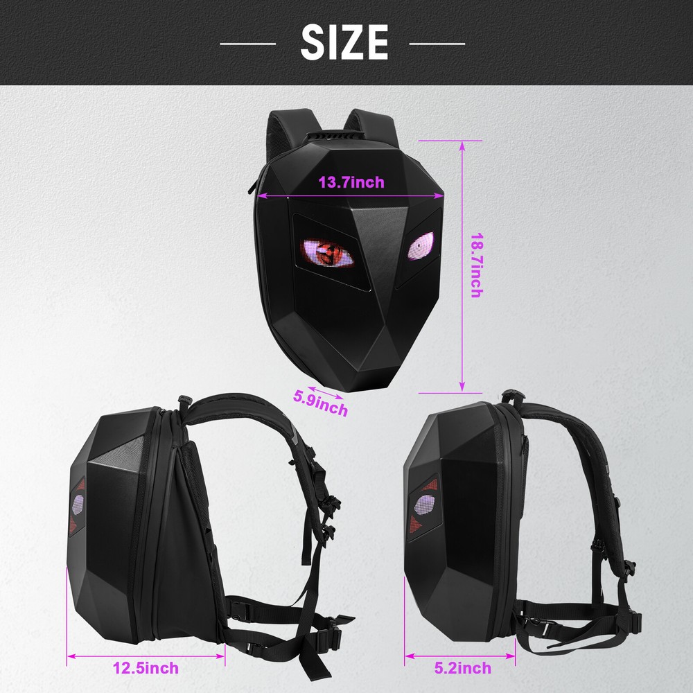Motorcycle LED Knight Backpack Laptop Bag DIY programming Backpack 3D Waterproof