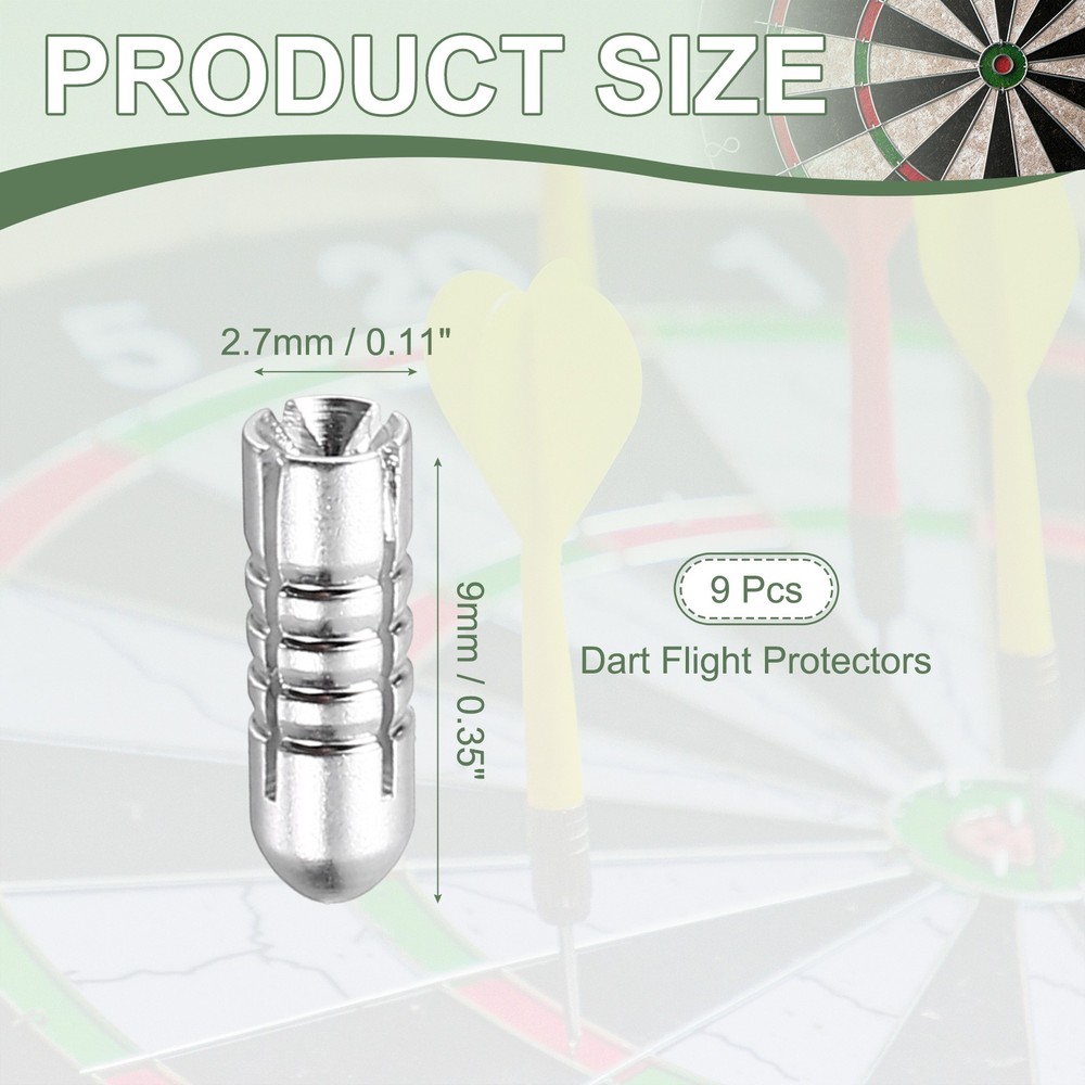 9 Pcs Dart Flight Protectors Fixed 90 Degrees Wing Savers Protects, Silver