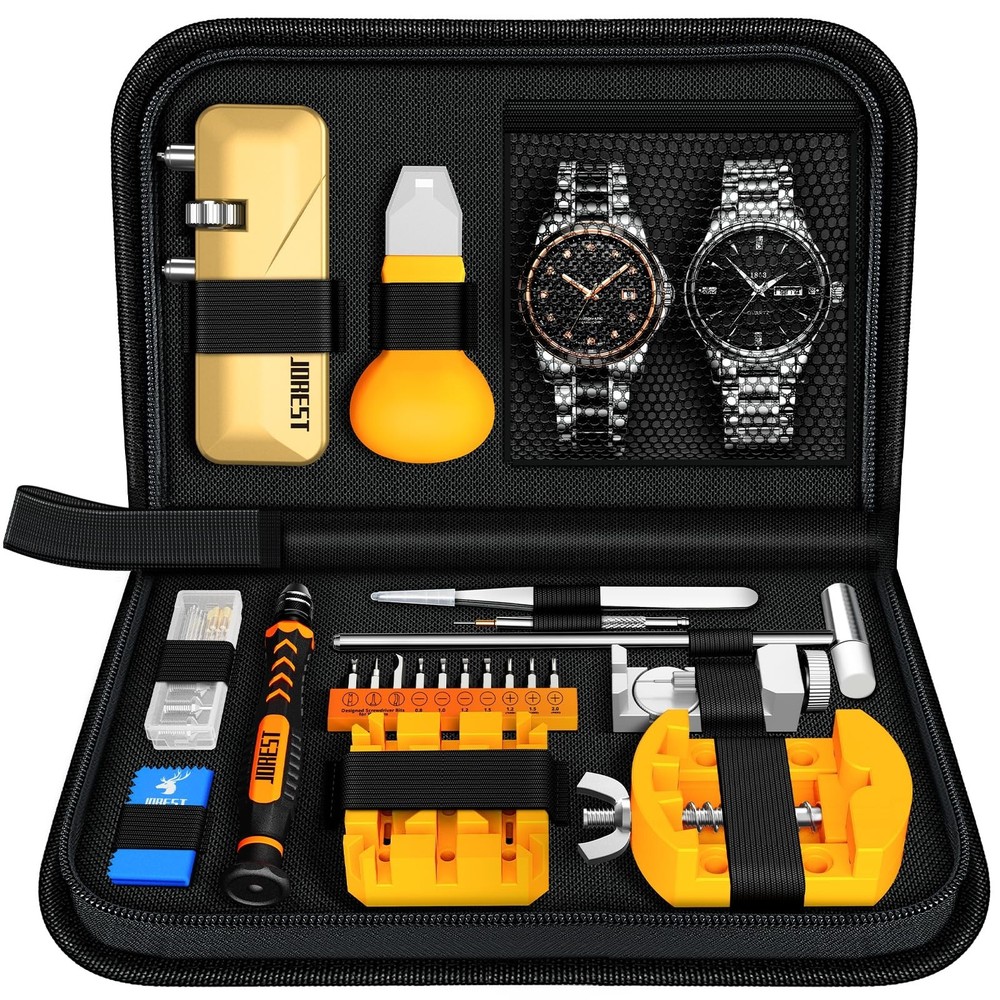 Watch Repair Tool Kit - Battery Replacement, Strap Adjustment, Case Opener, Link
