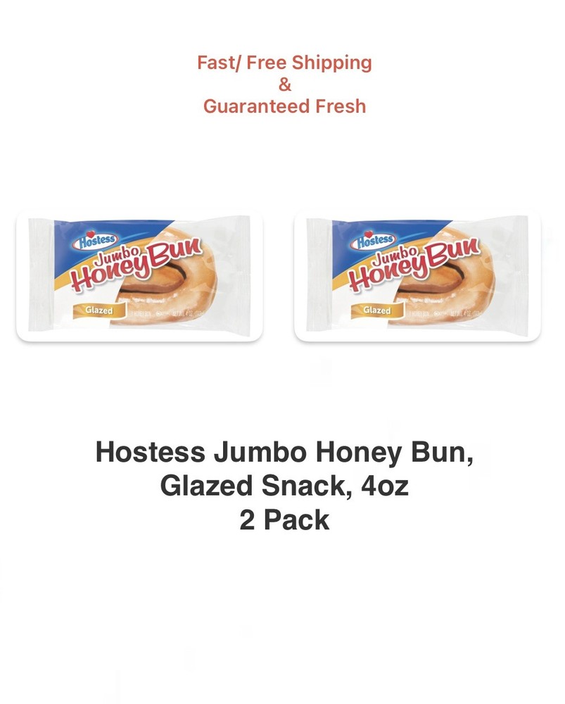Hostess Jumbo Glazed Honey Bun, 2 Pack, 4.0oz