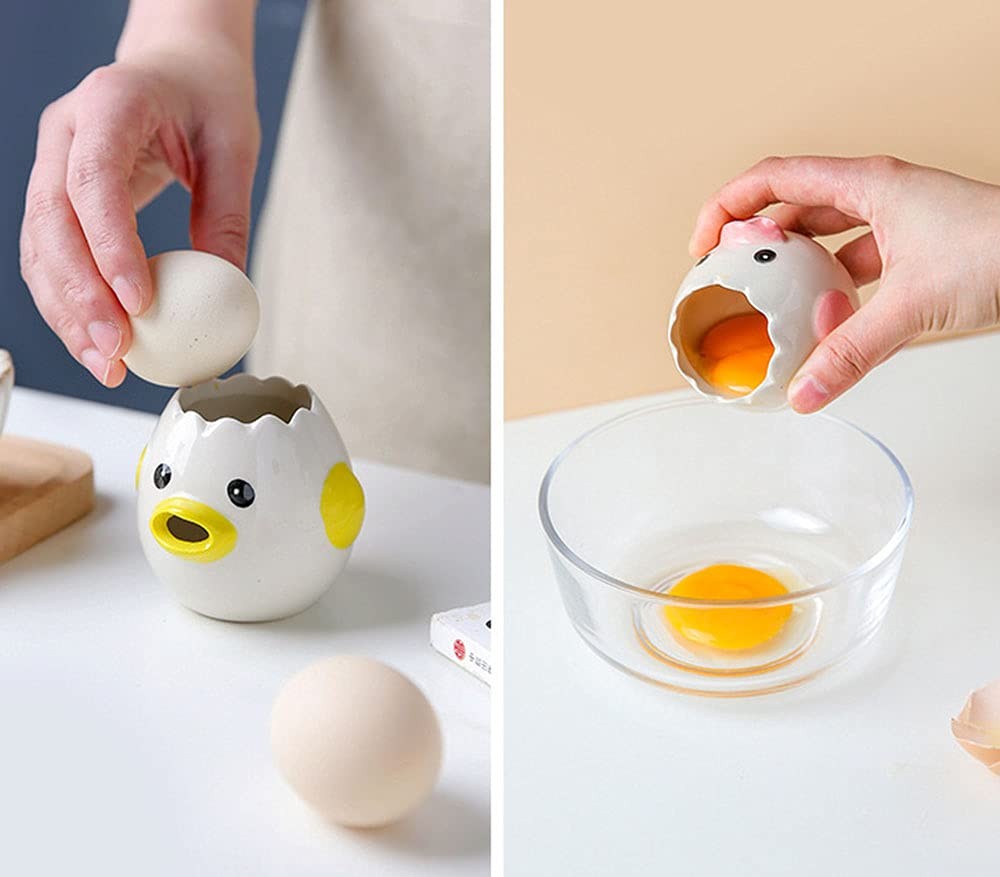 LuoCoCo Cute Egg Separator, Ceramics Vomiting Chicken Egg Yolk White Separato...