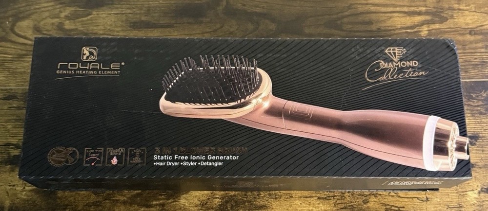 NEW - Royale Genius Heating Element 3-in-1 Blower Brush – Static-Free – Ionic
