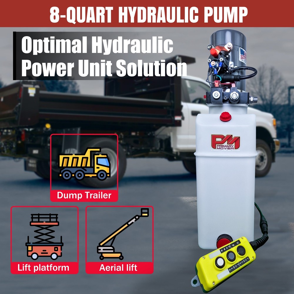 KTI 12V Double-Acting Hydraulic Pump - Poly Reservoir