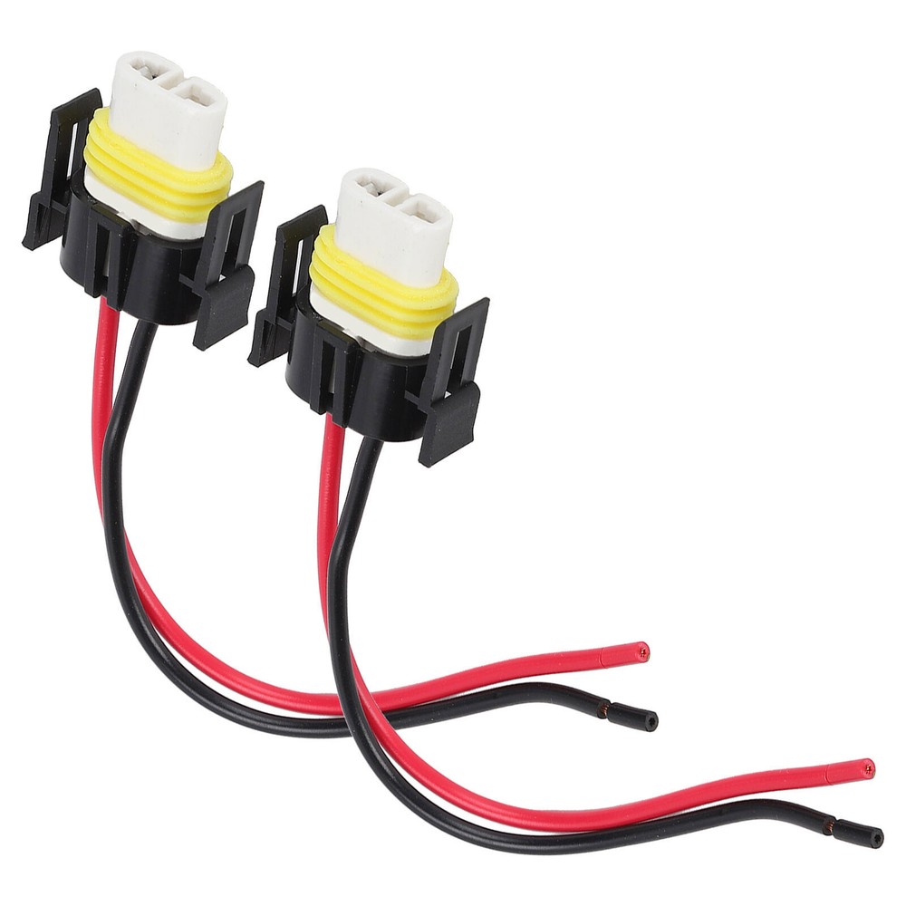 2pcs H11 Ceramic Female Socket Wiring Harness Head Light Low Beam Bulb Connector