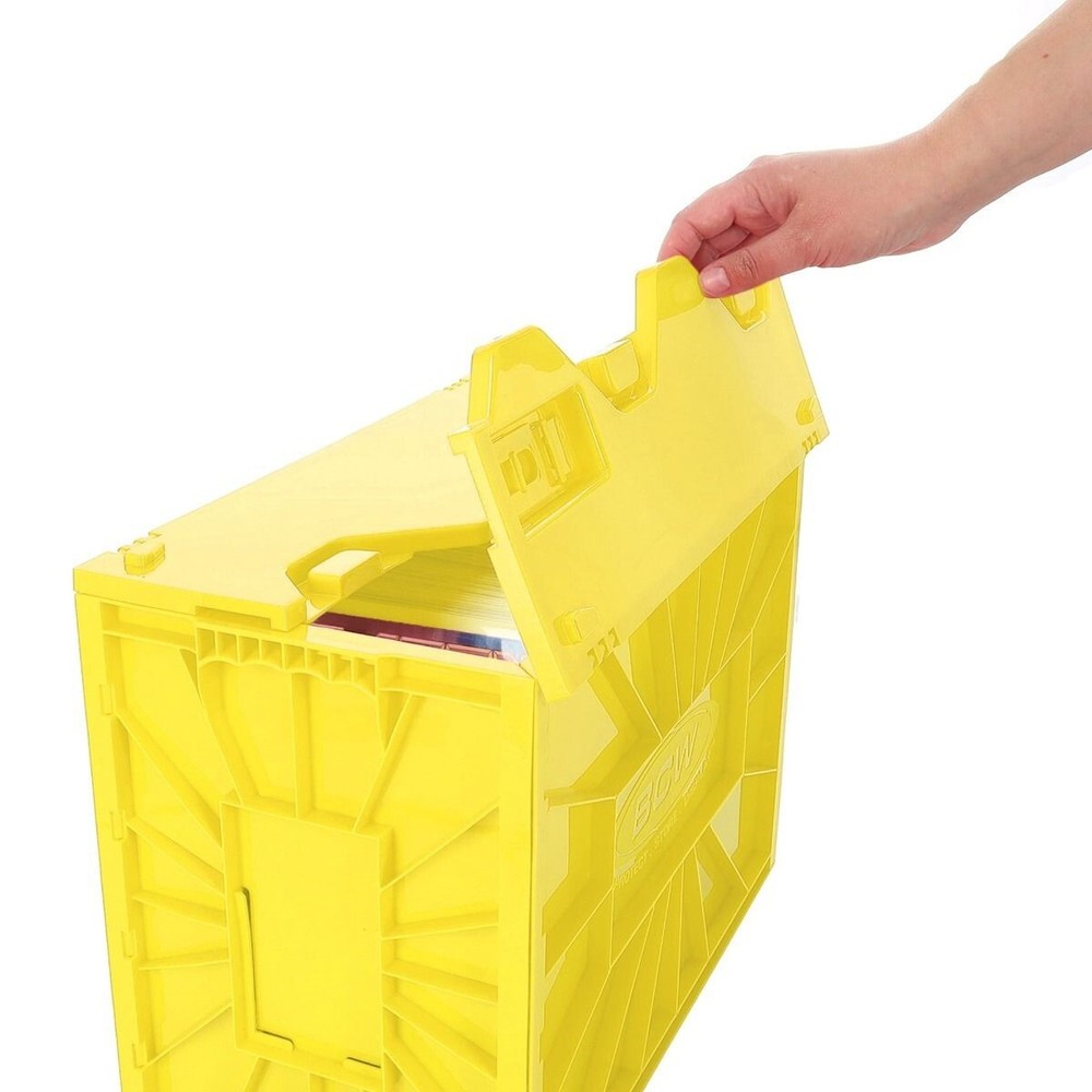 x2 BCW Short Comic Book Bins Heavy Duty Stackable Plastic Boxs Hold 150 Yellow