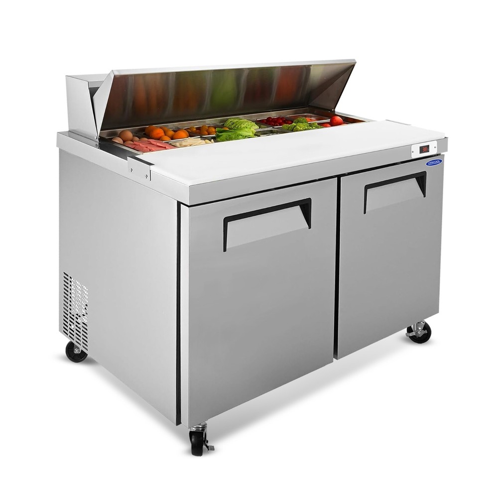 48"W Sandwich Salad Prep Table Refrigerator Cooler Table 2 Doors Restaurant Bars