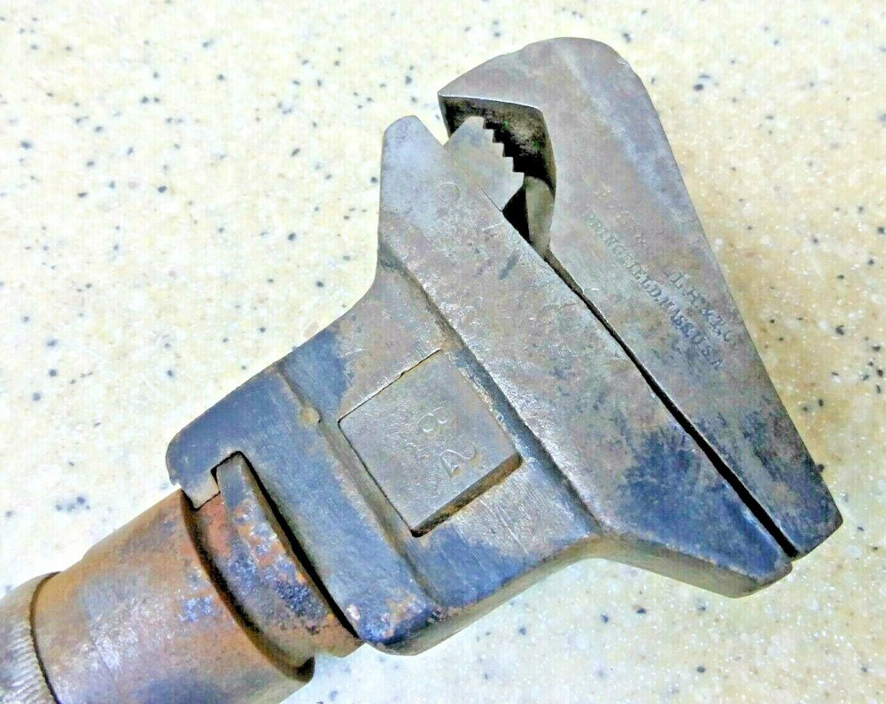 Vintage Wood Handle Monkey Pipe Wrench