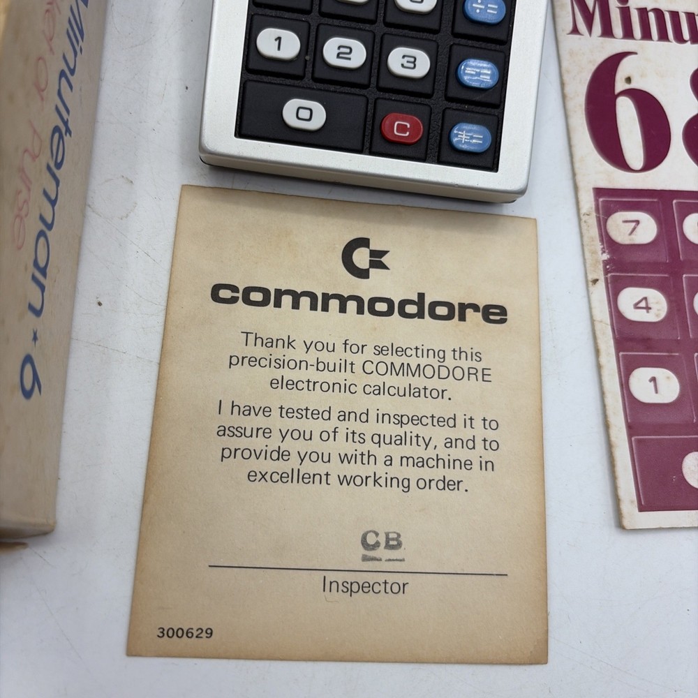 Commodore Minuteman 6 Calculator Set w/ Box - Works W/New Battery