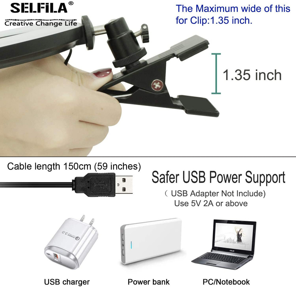 Ring Light Video Conference Lighting Kit 3200K-6500K Dimmable Led Clip on Comput