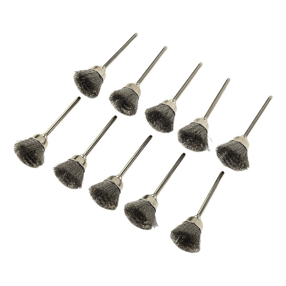 10 Pc/set for MINI Wire Brush Brushes Brass Cup Wheel For Grinder Or Drill Set