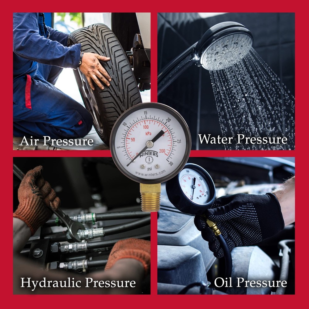 Winters 2 inch Dial Size, Multi Function Economy Utility Dry Pressure Gauge, ...