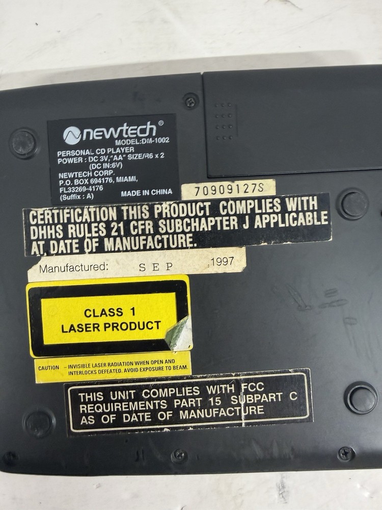 Newtech Dm-1002 Portable CD Player Untested