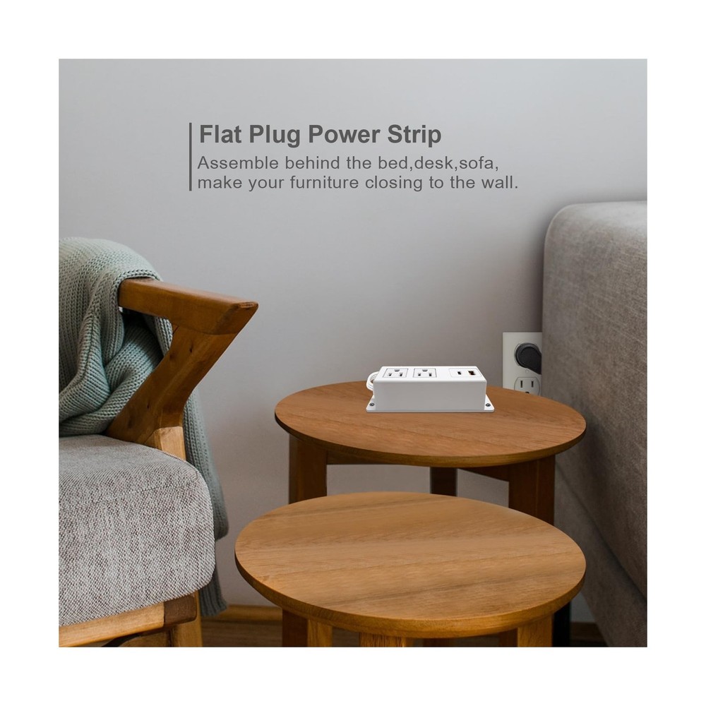 Multiple Plug Outlet with USB C 20W Wall Mounted Power Strip Under ... Fast Ship