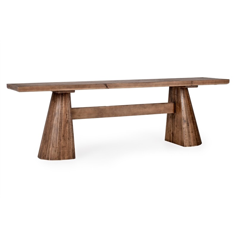 Pemberly Row 118" Reclaimed Pine Wood Counter Table Rustic Brown