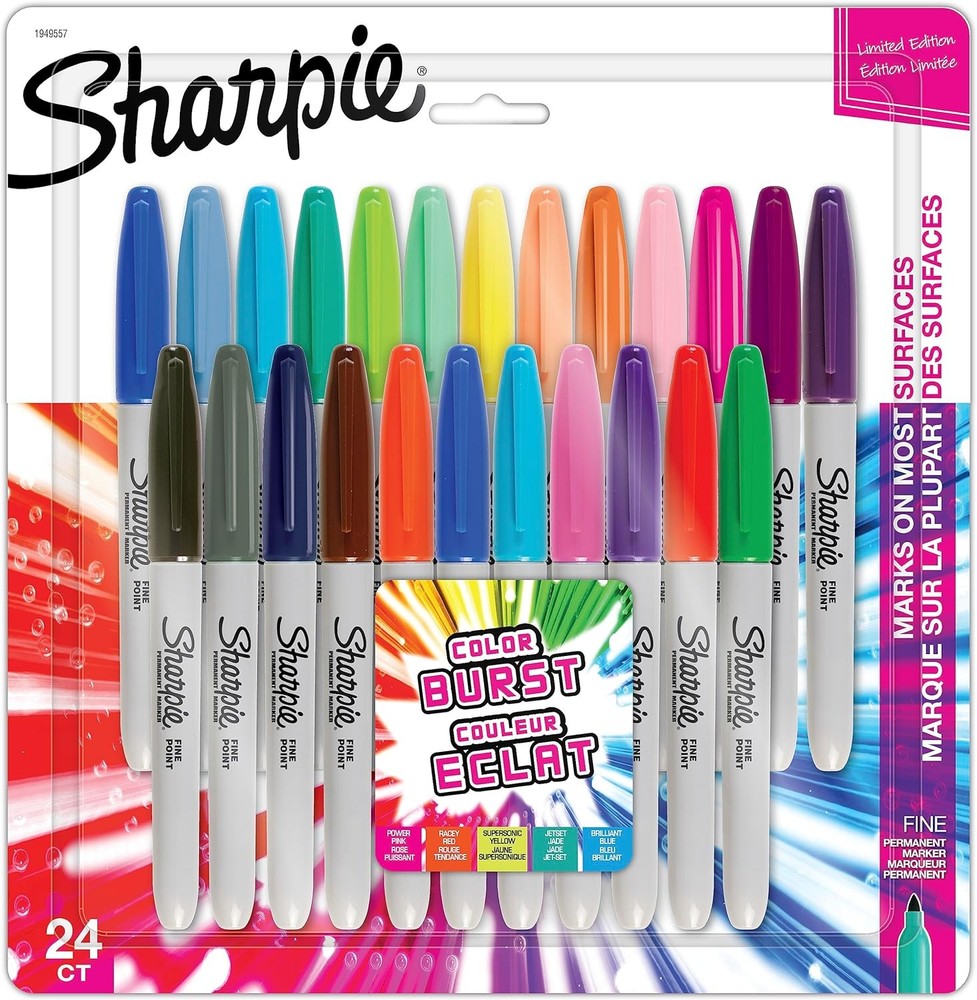 Sharpie Color Burst Permanent Markers, Fine Point, Tip,