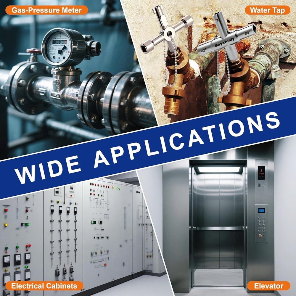 4 Way Sillcock Key Set Utilities Key Multi-functional Water Key 2-Pa...