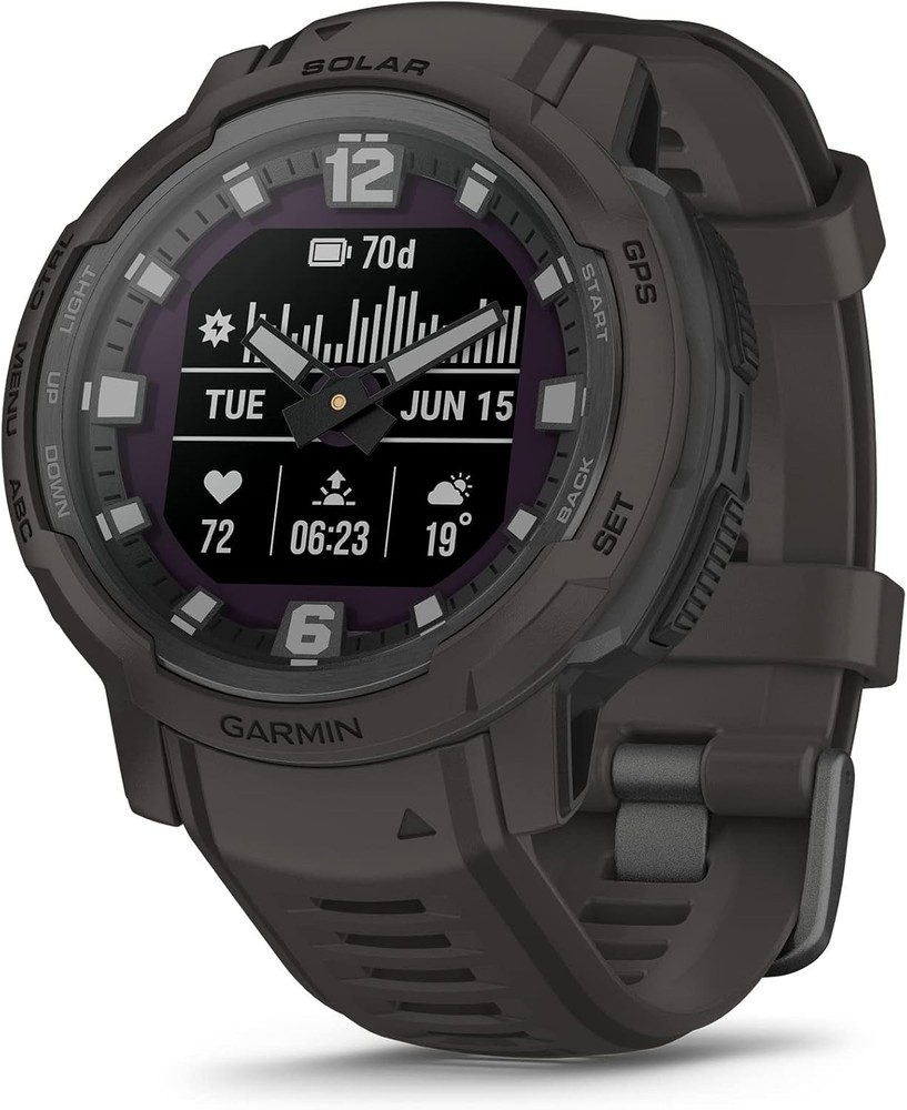 Garmin Instinct Crossover Solar Rugged Hybrid GPS Smartwatch with GPS Graphite