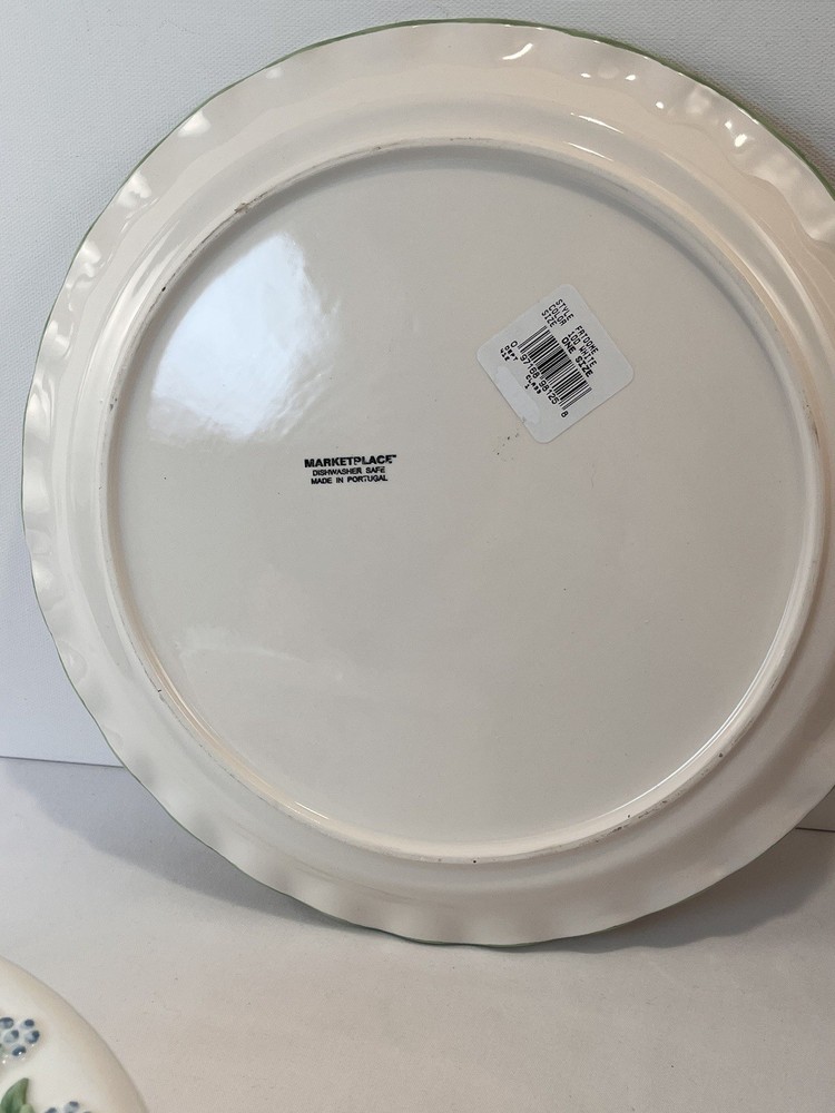 Handle Painted Ceramic Cake Plate Taker Made In Portugal