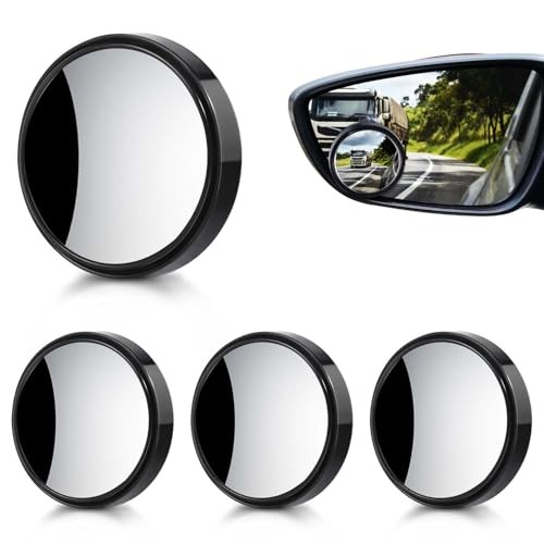 OBTANIM 4 Pack Blind Spot Mirror 2 Inch Angle Adjustable HD Glass 4 Pack Black
