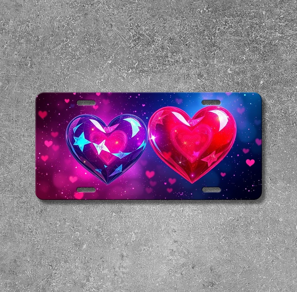Romantic Hearts License Plate Personalized Auto Tag Gift Idea
