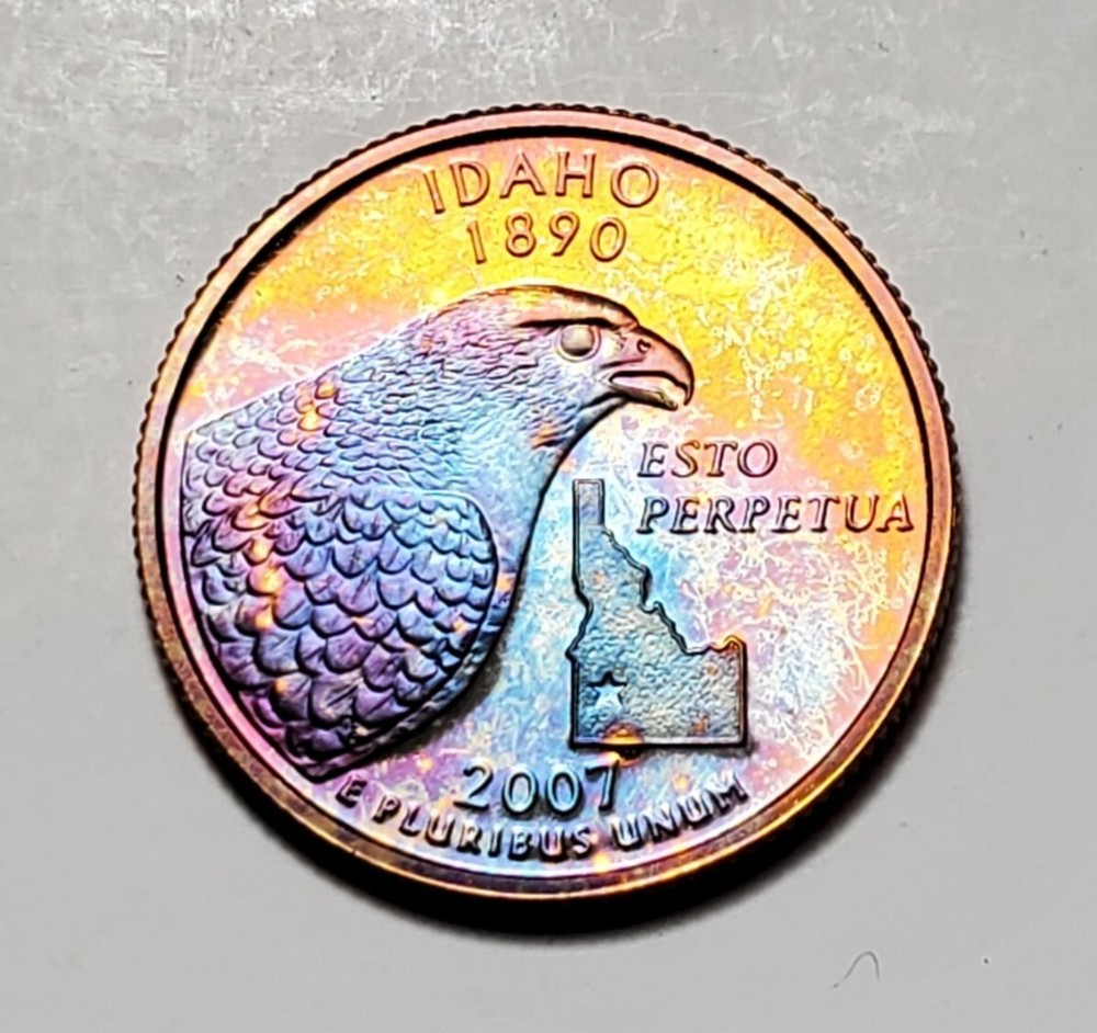 TONED 2007 S IDAHO STATE QUARTER CLAD PROOF UNC #C7008