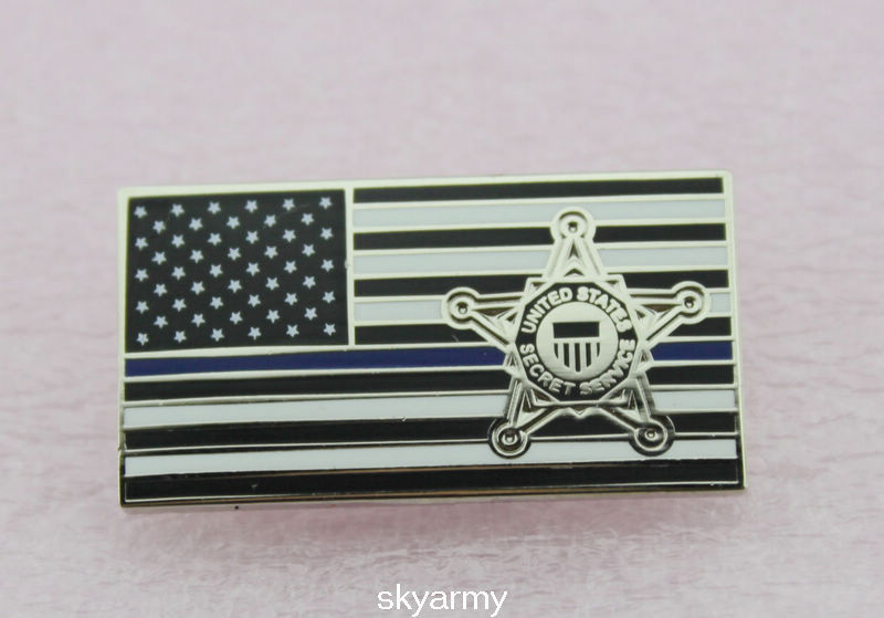 USSS Lapel Pin Secret Service Subdued Thin Blue Line Lapel Hat Pin